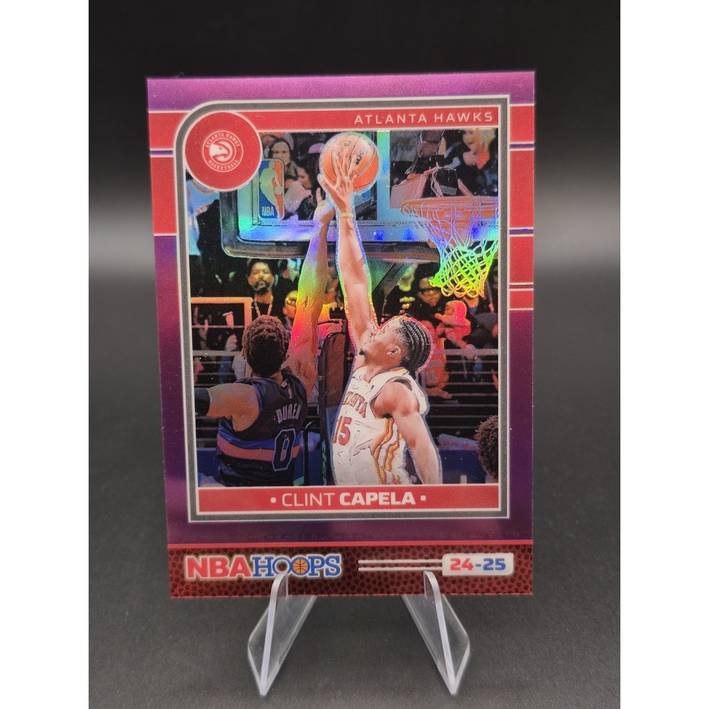 2024-25 NBA Hoops Premium Clint Capela #40 Purple Refractor /249 Atlanta Hawks
